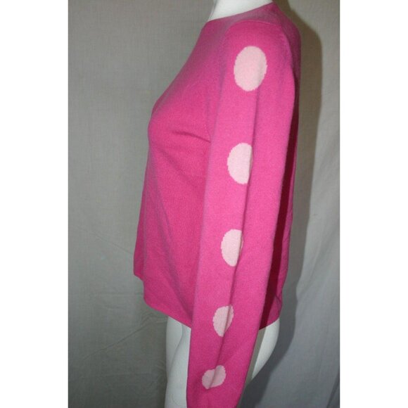 Charter Club Womens Pink Cashmere Sweater Polka Dot long Sleeves Size Medium - Picture 2 of 6